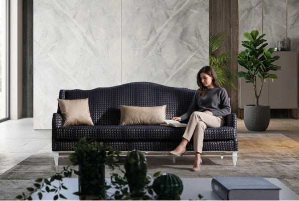 Designer Sofa 3-er Wohnzimmer Sofas Graue Couchen Luxus Textilsofas Neu