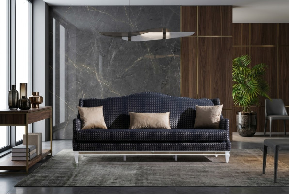 Designer Sofa 3-er Wohnzimmer Sofas Graue Couchen Luxus Textilsofas Neu