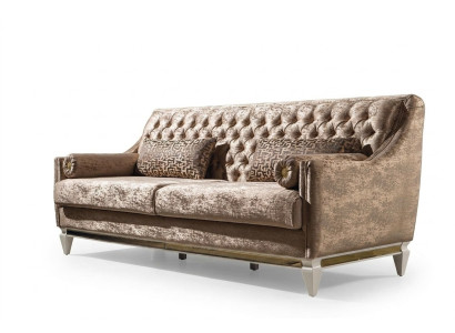 Beiger 3-Sitzer Textilsofa Chesterfield Dreisitzer Polster Couchen 3-er