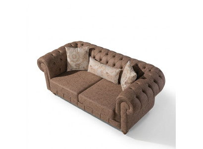 Stilvoller Brauner Chesterfield Zweisitzer Designer 2-er 2-Sitzer Couch