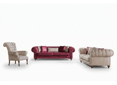 Chesterfield Sofa Couch Garnitur Sitzgruppe Polster Wohnzimmer Set 3+3+1