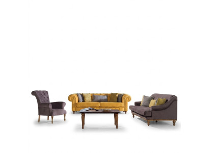 Stilvoller Sofa Set Designer Dreisitzer Luxus Sessel Sofagarnitur 3tlg