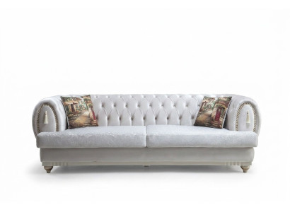 Weißer Chesterfield Dreisitzer Modernes Sofa Stilvolle Wohnzimmer Couch