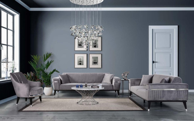 Luxus Wohnzimmer Couch Graue Couchen Sofa Möbel Grau Sofas Textil Einrichtung