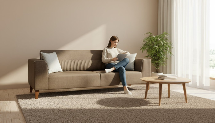 Wohnzimmer Sofa 3 Sitzer Couch Dreisitzer Polster Stoffsofa Textil