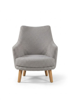 Design Sessel 1 Sitzer Moderner Bequemes Lehnstuhl Holz Grau Möbel