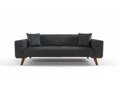 Schwarz Sofa 3 Sitzer Textil Couch Dreisitzer Polster Möbel