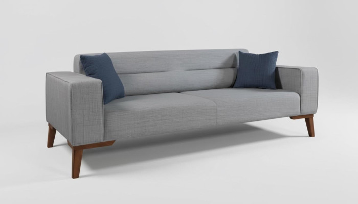 Polster Sitz Couch 3 Sitz Graue Sofa Sofas Couchen Textil Stoff Dreisitzer Stoff