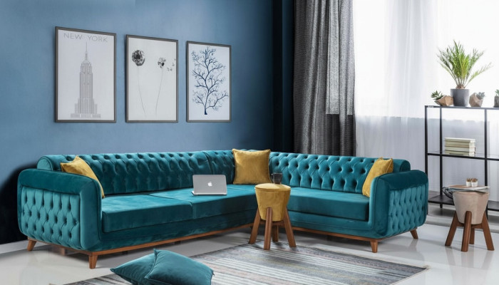 Ecksofa L-form Textil Luxus Sofa Wohnlandschaft Polster Couch Möbel