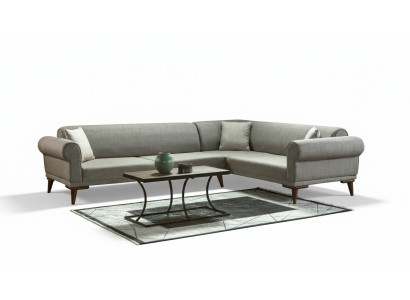 Ecksofa L-Form Couch Polsterung Luxus Wohnzimmer Soft Style Sofa Grau
