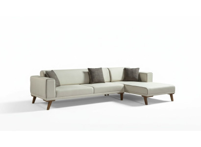 Ecksofa L-Form Sofas Couches Ecke Couch Polstermöbel Textil Weiß