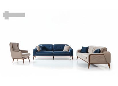 Sofagarnitur Sofas 3+3+1 Sitzer Sessel Dreisitzer Couch Set Textil