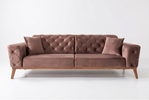 Braune Chesterfield Couch Elegante Sofa Wohnzimmer Sitzmöbel Samt