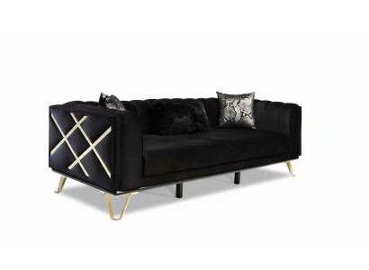 Luxus Sofa 3Sitz Couchen Dreisitzer Textil Möbel Schwarze Samt