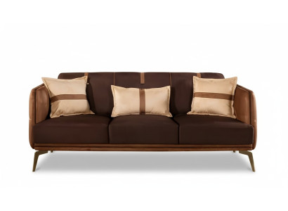 Dreisitzer Sofa 3 Sitzer Sofas Sitz Stoff Modern Stil Textil Couchen Möbel Braun