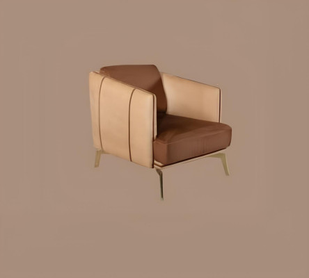 Modern Sessel Einsitzer braune Lehnstuhl 1 Sitzer Polster Textil Stoff