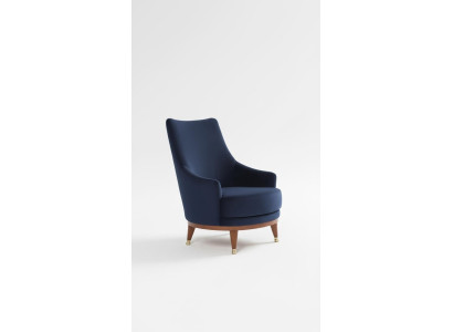 Moderner Sessel Wohnzimmer 1 Sitzer Designer Lounge Farbe blau Holz