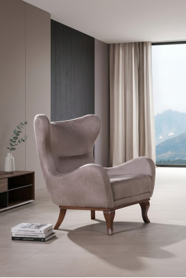 Modern Sessel Einsitzer Designer 1 Sitzer Polster Textil Stoff Beige