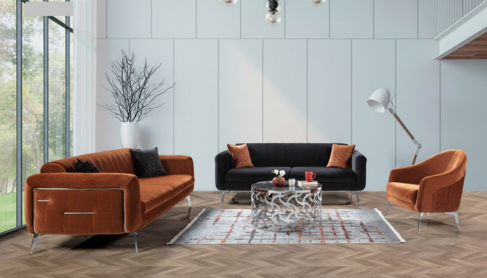 Sofagarnitur 3+3+1 Sitzer Sofas Sessel Luxus Stoff Wohnzimmer Design