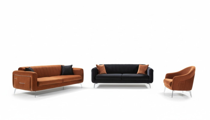 Sofagarnitur 3+3+1 Sitzer Sofas Sessel Luxus Stoff Wohnzimmer Design