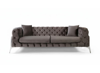 Chesterfield grau Sofa 3Sitzer Wohnzimmer Sofas Textil Polster
