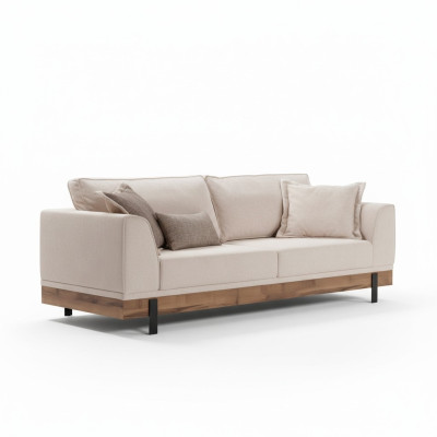 Wohnzimmer Sofa 3 Sitzer Beige Textil Sofas Couch Polster Möbel
