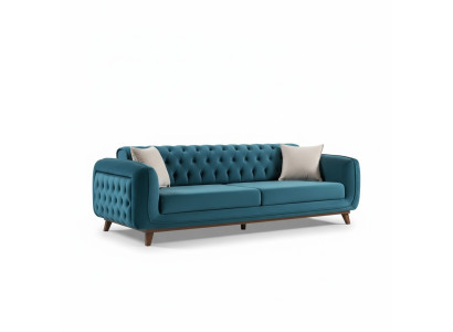 Design Couch 3 Sitzer Sofa Dreisitzer Polster Stoff Turkis Sitzpolster