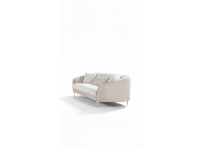 Sofa 3 Sitzer Textil Sofas Couch Polster Möbel Moderner Dreisitzer Beige Samt