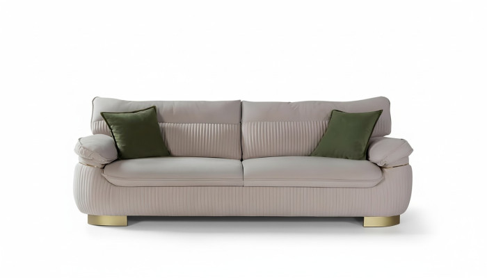 Dreisitzer Sofa 3 Sitz Sofa Couchen Stoff Couch Möbel Modern Samt Weich Beige