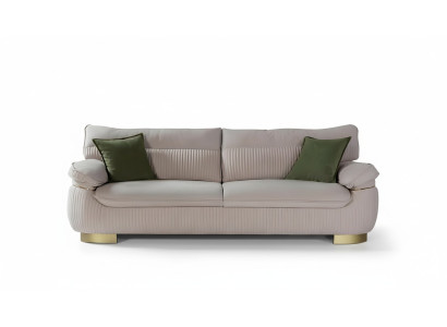 Dreisitzer Sofa 3 Sitz Sofa Couchen Stoff Couch Möbel Modern Samt Weich Beige