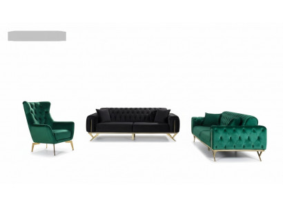 Sofagarnitur 3+3+1 Sitz Sessel Sofas Dreisitzer Garnitur Chesterfield