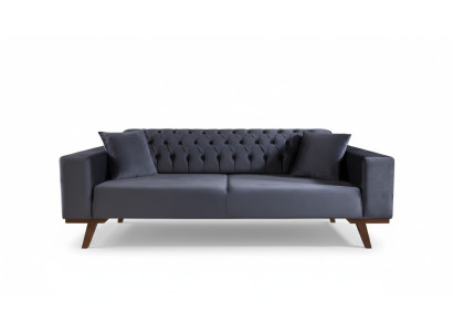 Design Sofa Dreisitzer Moderne Couch grau Möbel Polster Holz