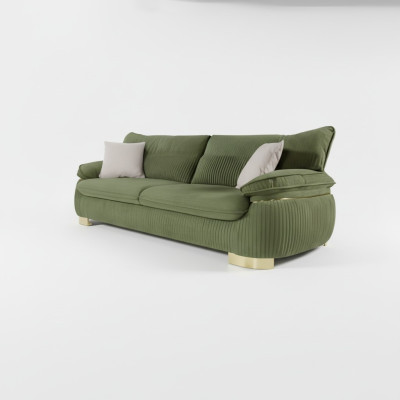 Moderner Textilsofas 3 Sitz Couch Dreisitzer Polster Möbel Farbe Grün