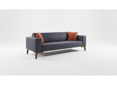 Grau Dreisitzer Couch Elegante Sofa Sitzmöbel Wohnzimmer Samt