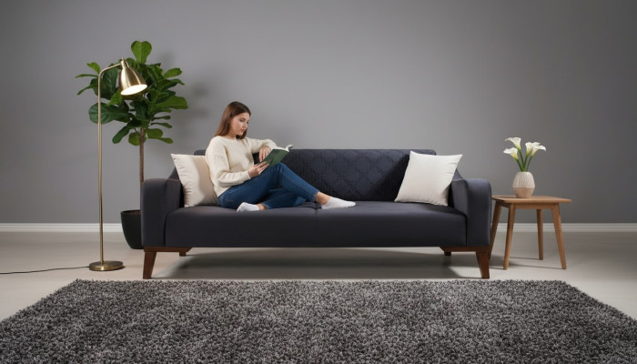 Elegante Schwarz Dreisitzer Couch Sofa Wohnzimmer Sitzmöbel Samt