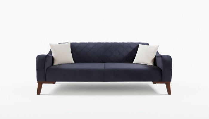 Elegante Schwarz Dreisitzer Couch Sofa Wohnzimmer Sitzmöbel Samt