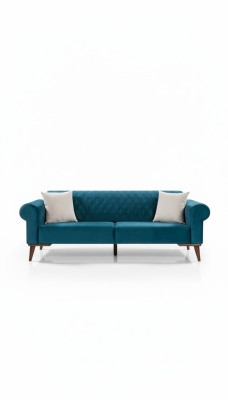 Turkis Dreisitzer Couch Elegante Sofa Wohnzimmer Sitzmöbel Samt