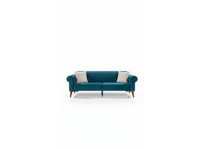 Turkis Dreisitzer Couch Elegante Sofa Wohnzimmer Sitzmöbel Samt