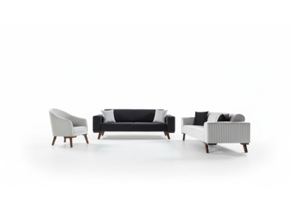 Luxus Sofagarnitur Dreisitzer 3+3+1 Sitz Stoff Sofa Sessel Textil Stil