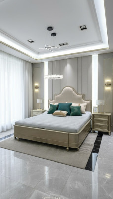 Design Doppel Hotel Betten Schlafzimmer Holz Möbel Bett Polster Holz 180x200 Neu