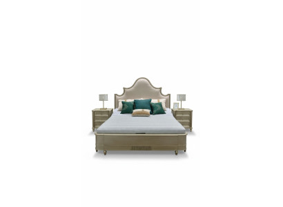 Design Doppel Hotel Betten Schlafzimmer Holz Möbel Bett Polster Holz 180x200 Neu