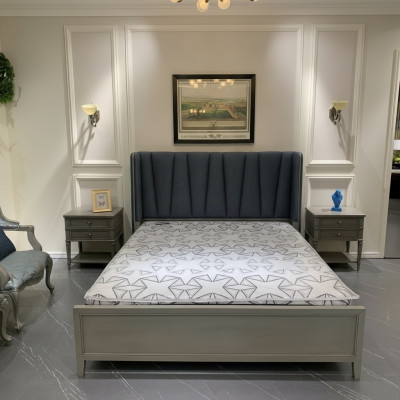 Modernes Bett Polster Design Luxus Doppel Hotel Betten Möbel Ehe Holzbetten Grau