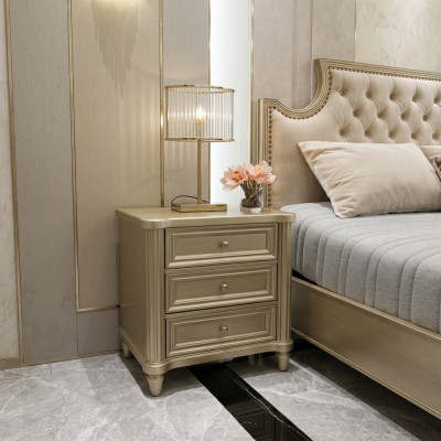 Nachttische Nachttisch Nachtkonsole Design Schlafzimmer Beistelltisch Gold Holz