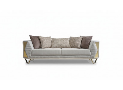 Ausgefallenes Sofa Wohnzimmer Dreisitzer Couch Polster Möbel Stoff 3er