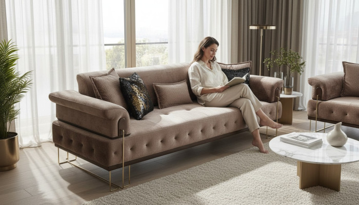 Luxus Dreisitzer braun Sofa 3 Sitzer Sofas Design Modern Design Möbel
