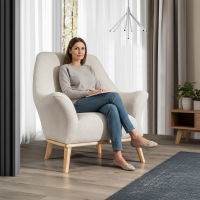 Relax Club Sessel 1 Sitzer weiß Wohnzimmer Luxus Design Möbel Textil