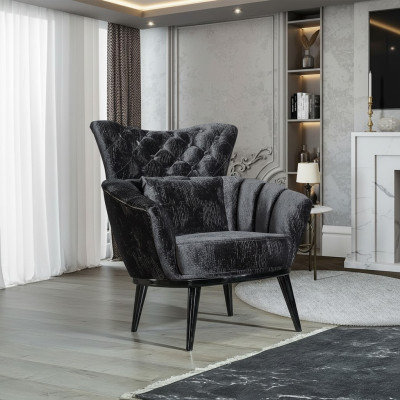Möbel Design Sessel Modern Design Sessel Textil Wohnzimmer schwarz