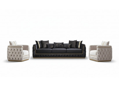 Sofagarnitur Garnitur Sofas Sofa Sessel Dreisitzer 3+3+1 Sitzer Stoff