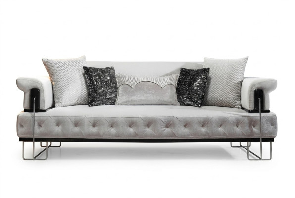 Polster Möbel Dreisitzer Sofa 3 Sitzer Couchen Weiß Metal mit Textil