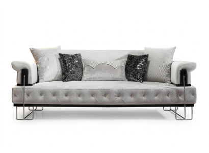 Polster Möbel Dreisitzer Sofa 3 Sitzer Couchen Weiß Metal mit Textil